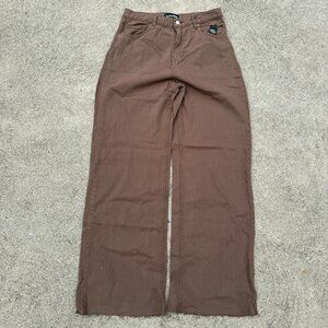 Womens 11 High Rise Wide Leg Jeans Brown Y2K Denim Raw Hem Juniors